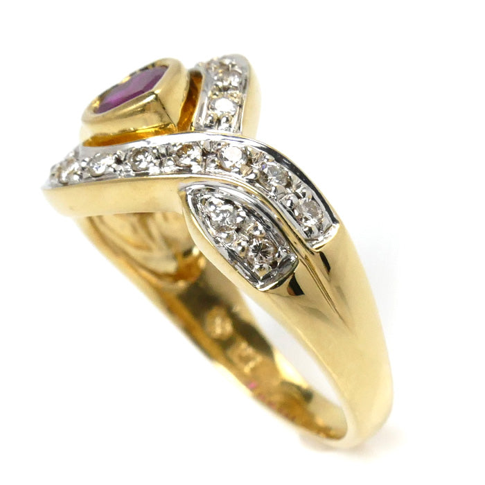 K18YG Yellow Gold Ruby Heart Ring