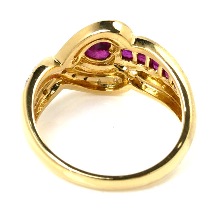 K18YG Yellow Gold Ruby Heart Ring