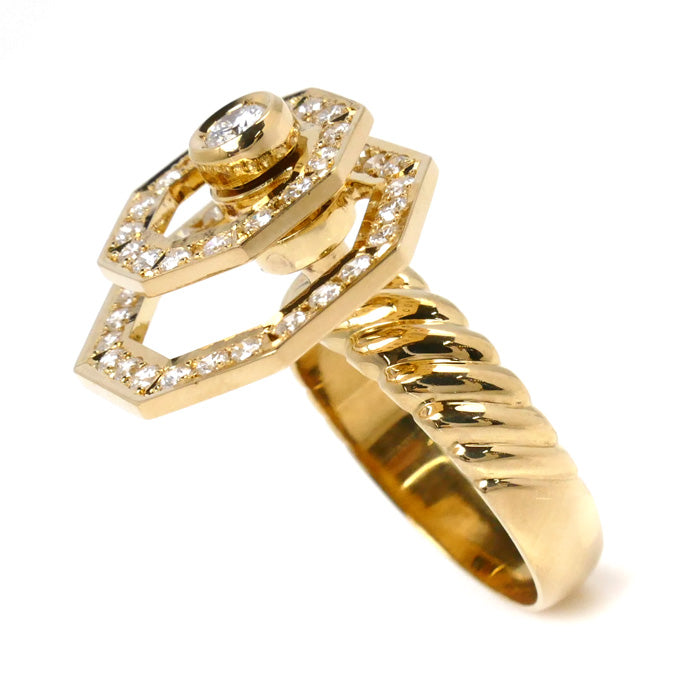 K18YG Yellow Gold Diamond Swing Ring