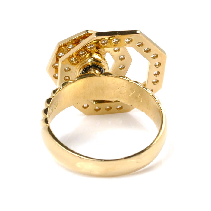 K18YG Yellow Gold Diamond Swing Ring