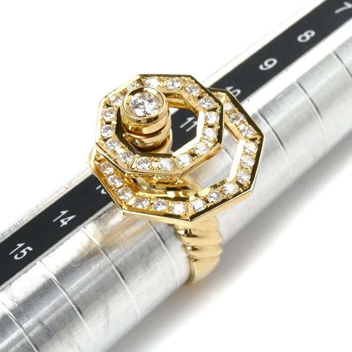 K18YG Yellow Gold Diamond Swing Ring