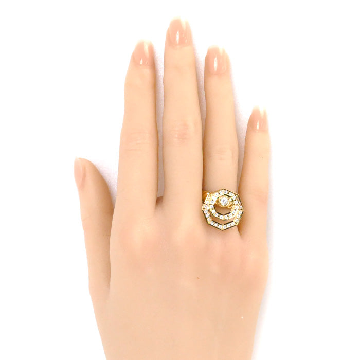 K18YG Yellow Gold Diamond Swing Ring