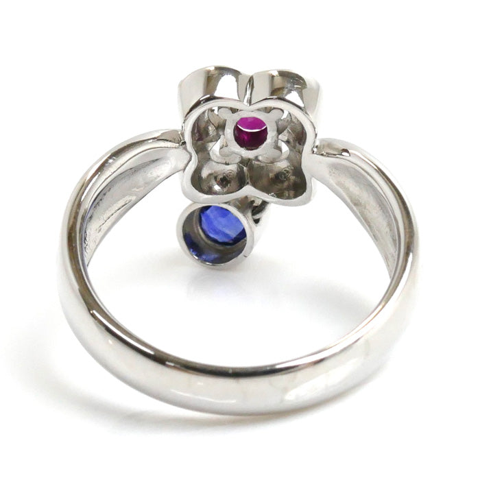 K18WG White Gold Sapphire Flower Ring