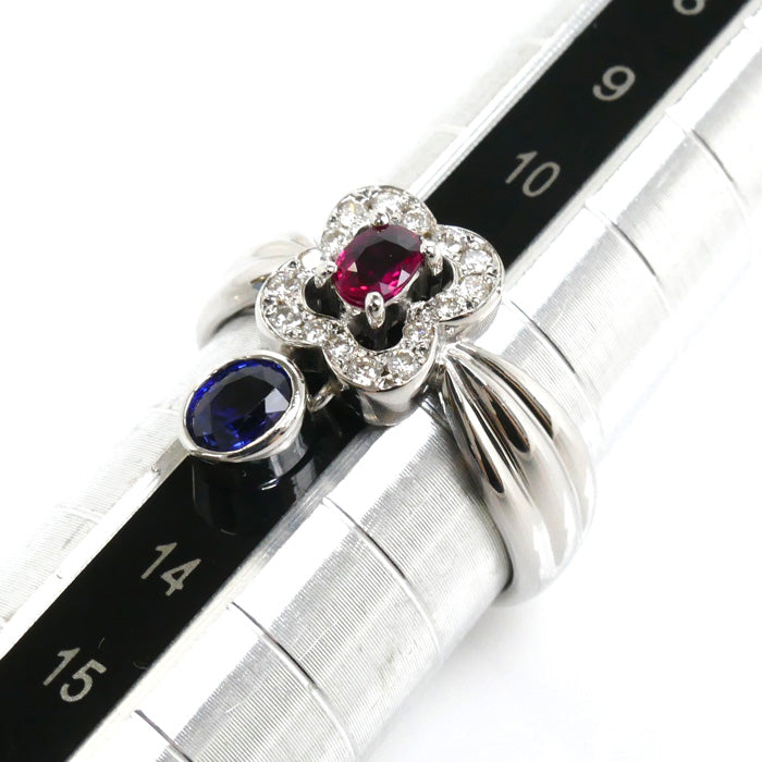 K18WG White Gold Sapphire Flower Ring