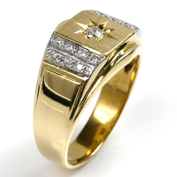 K18YG Yellow Gold Pt900 Platinum Diamond Ring