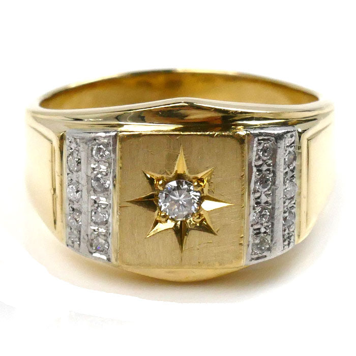 K18YG Yellow Gold Pt900 Platinum Diamond Ring