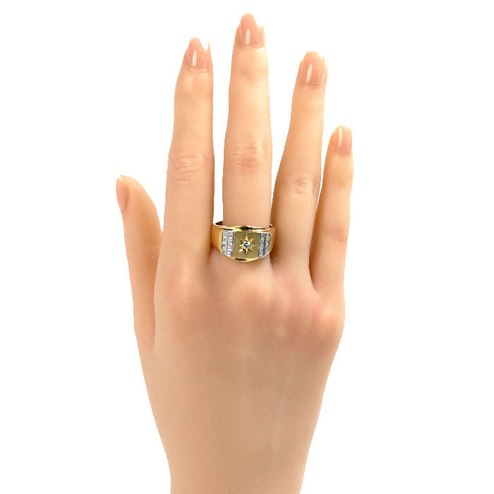 K18YG Yellow Gold Pt900 Platinum Diamond Ring