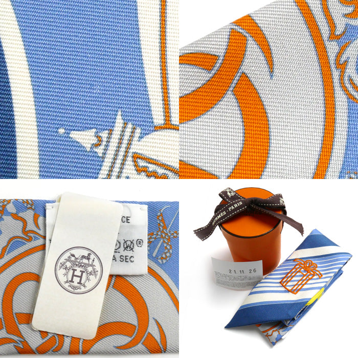 Hermes Twilly Scarf EX-LIBRIS Blue