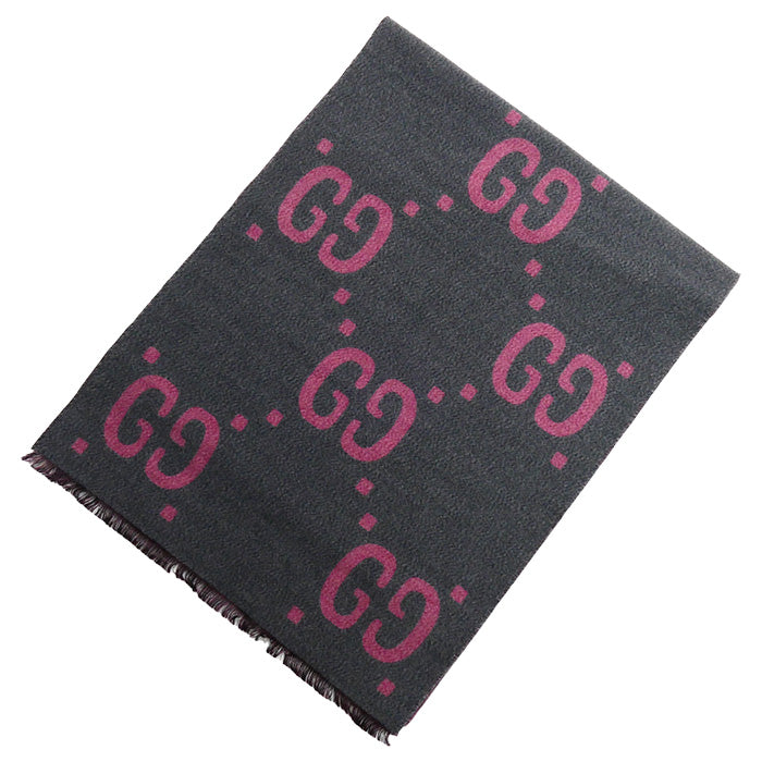 Gucci GG Jacquard Wool Silk Scarf 558007