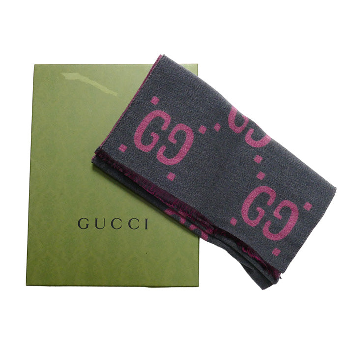 Gucci GG Jacquard Wool Silk Scarf 558007