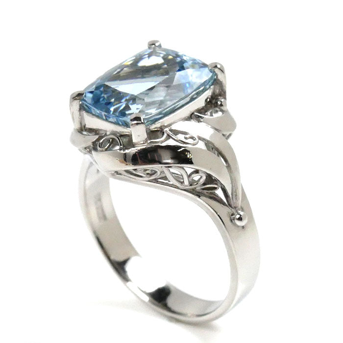 Pt900 Platinum Aquamarine Ring 12