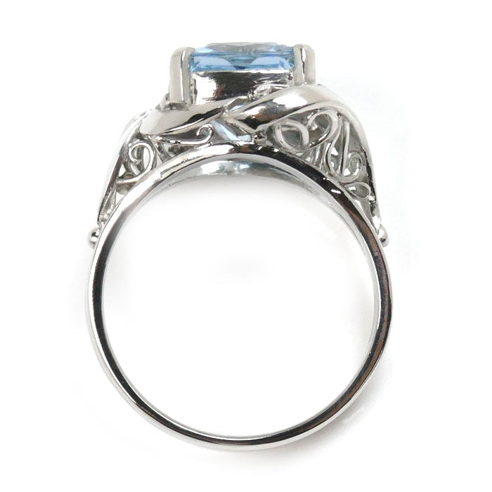 Pt900 Platinum Aquamarine Ring 12