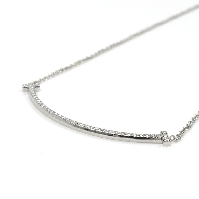 Tiffany & Co White Gold Diamond T Smile Necklace