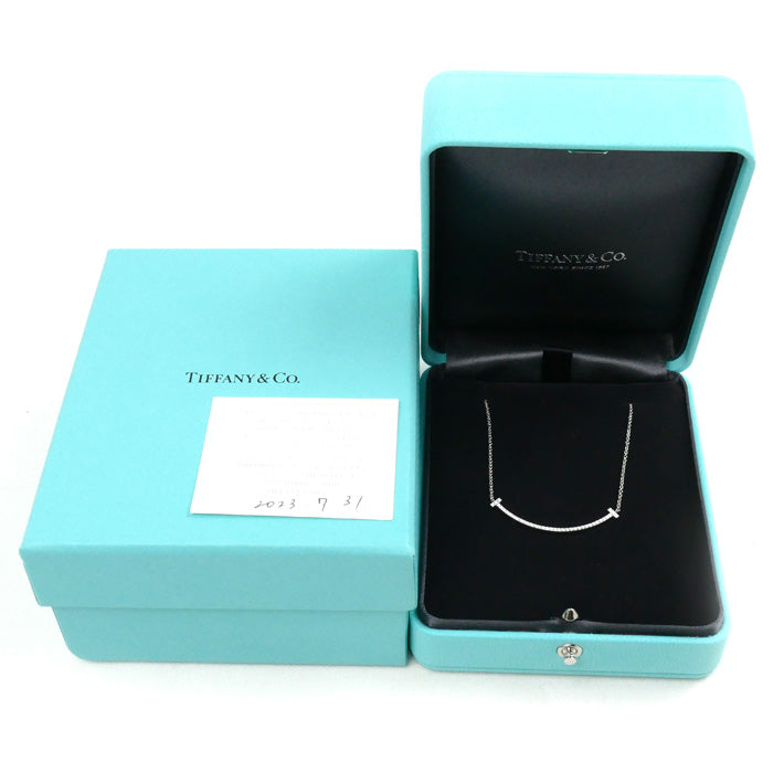 Tiffany & Co White Gold Diamond T Smile Necklace