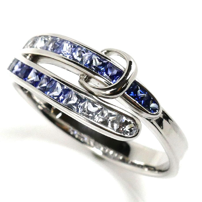 K18WG White Gold Sapphire Gradient Ring