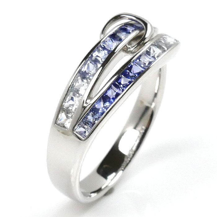 K18WG White Gold Sapphire Gradient Ring