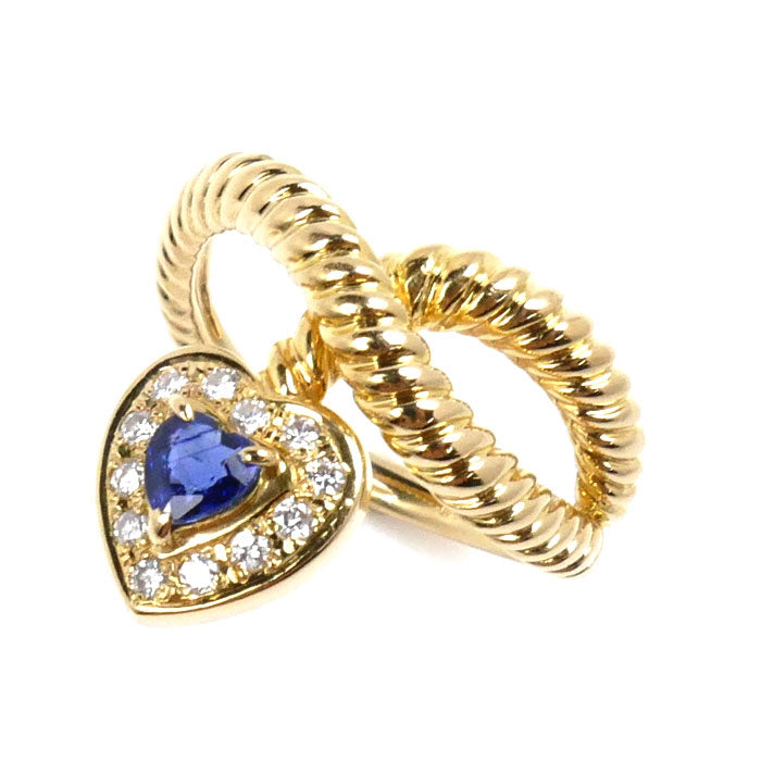 K18YG Yellow Gold Sapphire Heart Ring