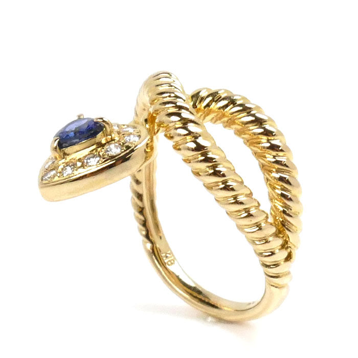 K18YG Yellow Gold Sapphire Heart Ring