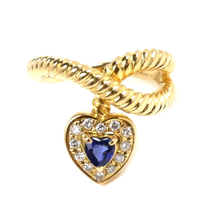 K18YG Yellow Gold Sapphire Heart Ring