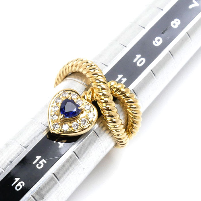 K18YG Yellow Gold Sapphire Heart Ring