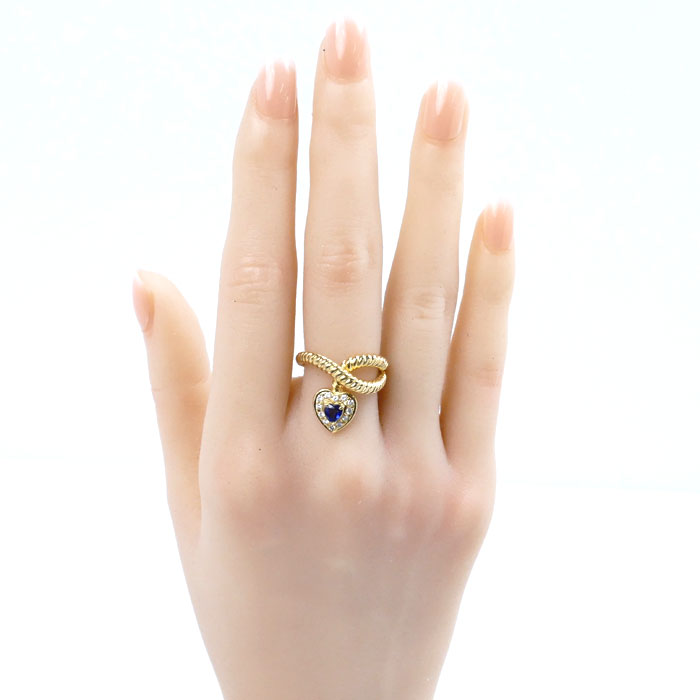 K18YG Yellow Gold Sapphire Heart Ring