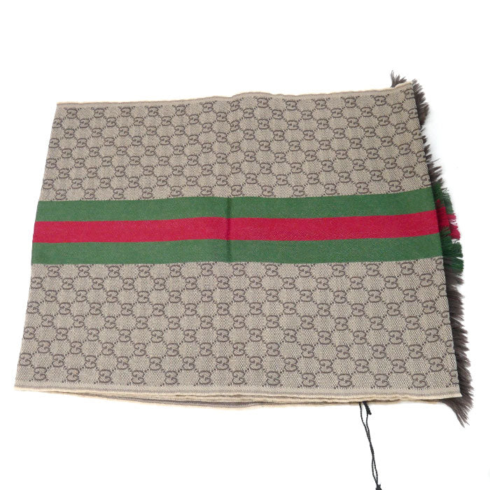 Gucci Wool Silk Scarf Brown Beige