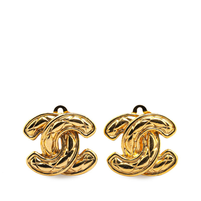 Chanel Matelasse Coco Mark Earrings Gold