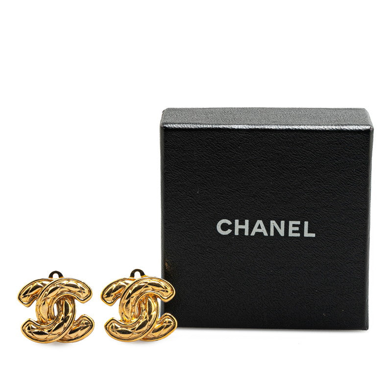 Chanel Matelasse Coco Mark Earrings Gold