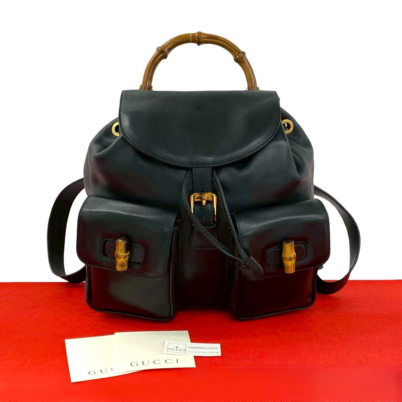 Gucci Leather Bamboo Backpack