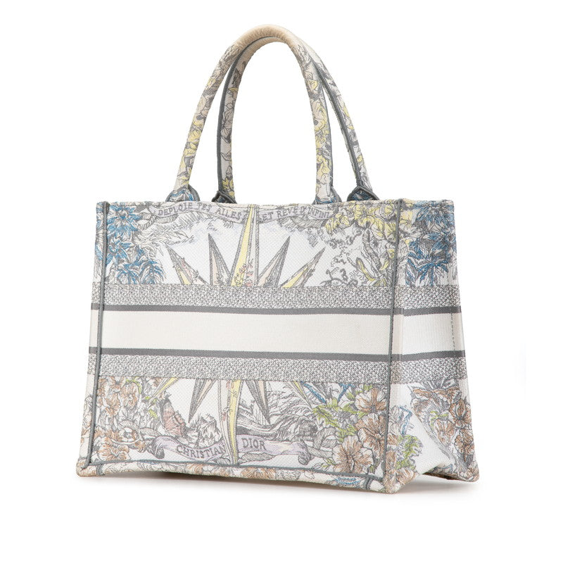 Dior Book Tote Bag Jacquard White Multicolor