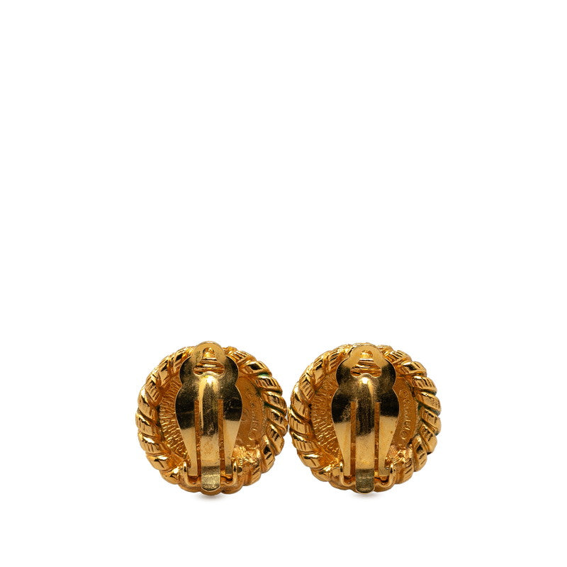 Chanel Coco Mark Round Clip-On Earrings Gold Plated in Very Good Condition