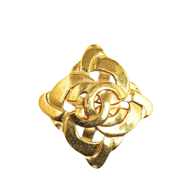 Chanel Vintage Coco Mark Brooch Gold Plated in Very Good Condition