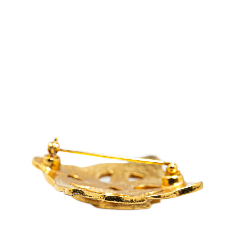 Chanel Vintage Coco Mark Brooch Gold Plated