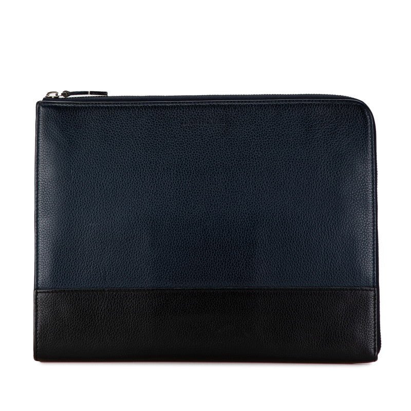 Dior Leather Clutch Bag Navy Black