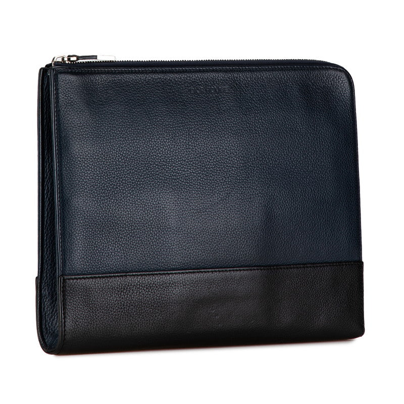 Dior Leather Clutch Bag Navy Black