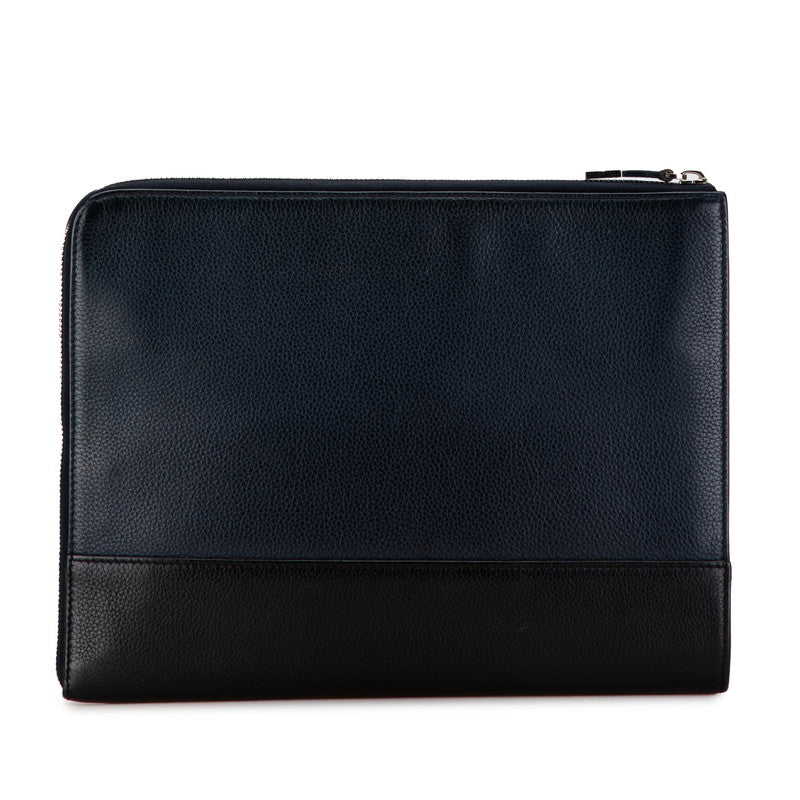 Dior Leather Clutch Bag Navy Black