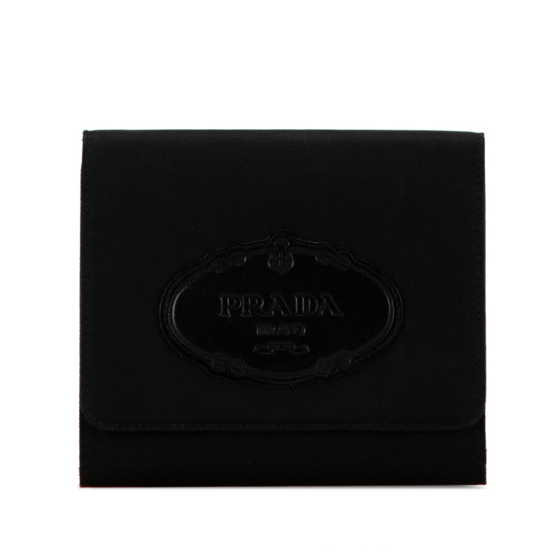 Prada Nylon Leather Trifold Wallet in Very Good Condition