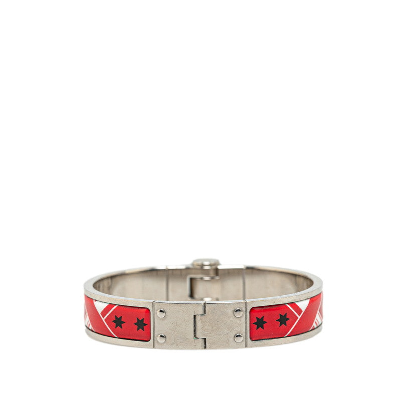 Hermes Charnieres PM Bangle Silver Red Metal