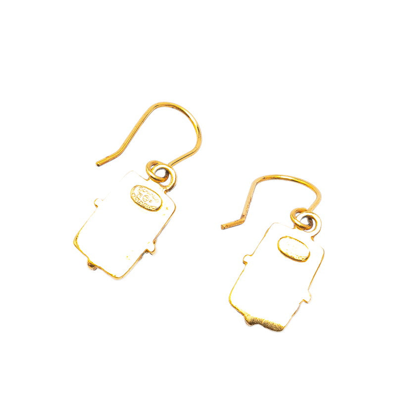 Chanel Gripoix Coco Mark Earrings Red Gold