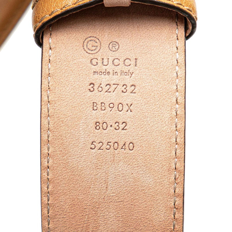 Gucci Leather Belt 80.32 362732 Brown in Very Good Condition