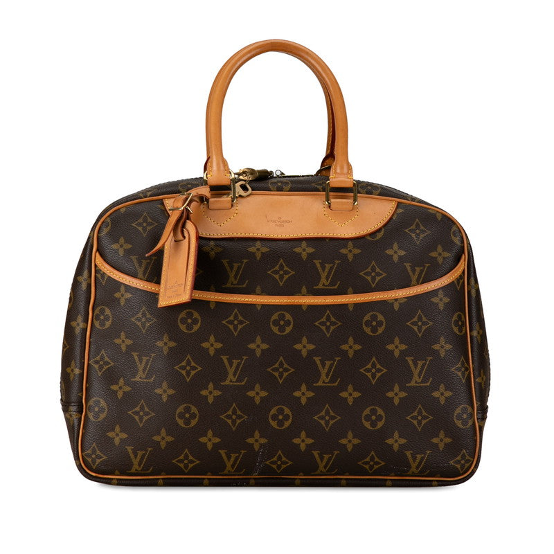 Louis Vuitton Monogram Deauville Handbag M47270 Brown PVC Leather in Very Good Condition