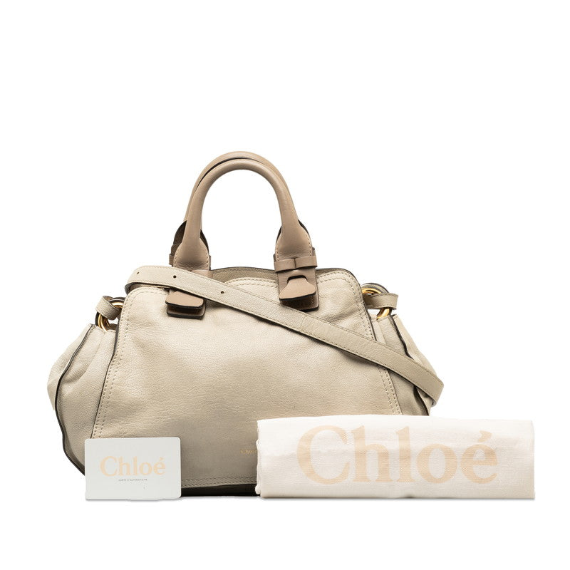 Chloe Leather Porte Epaule Handbag 3S1173 Beige in Very Good Condition