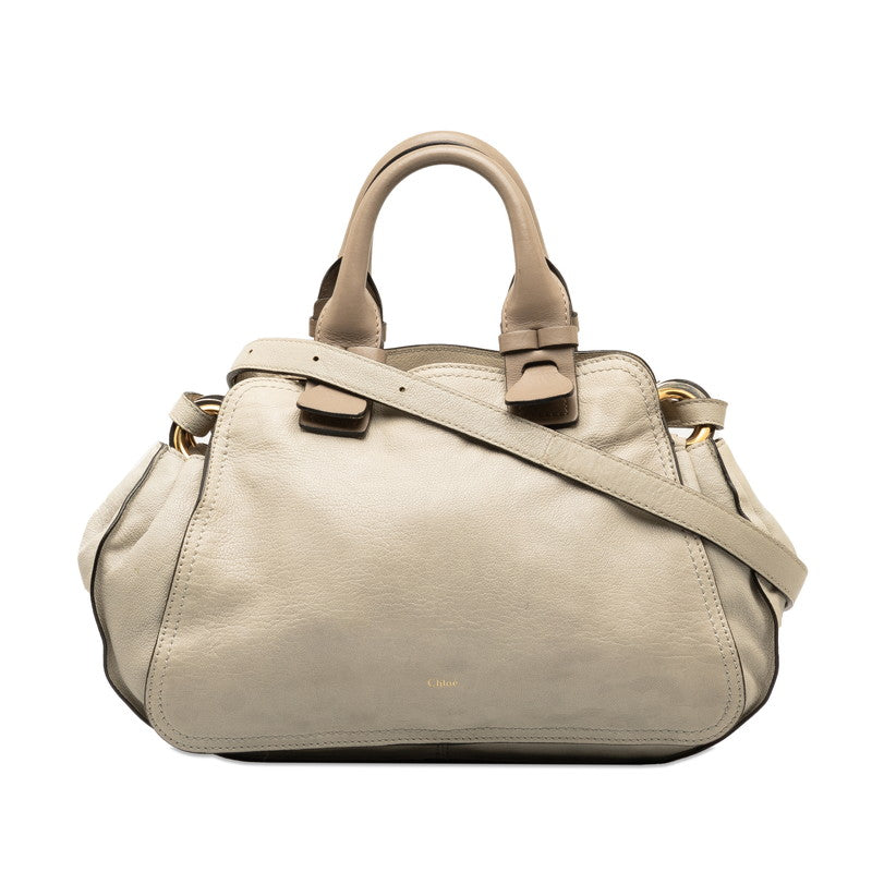 Chloe Leather Porte Epaule Handbag 3S1173 Beige in Very Good Condition