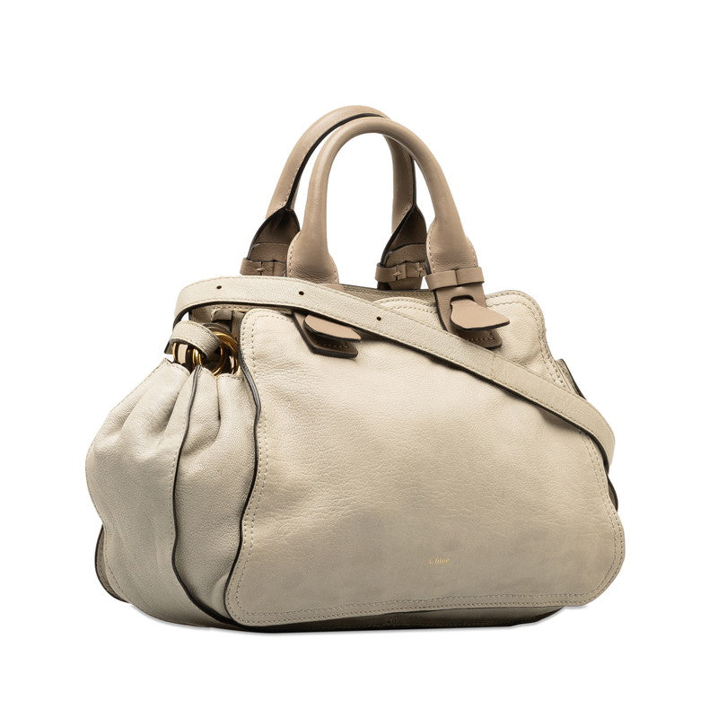 Chloe Leather Porte Epaule Handbag 3S1173 Beige in Very Good Condition