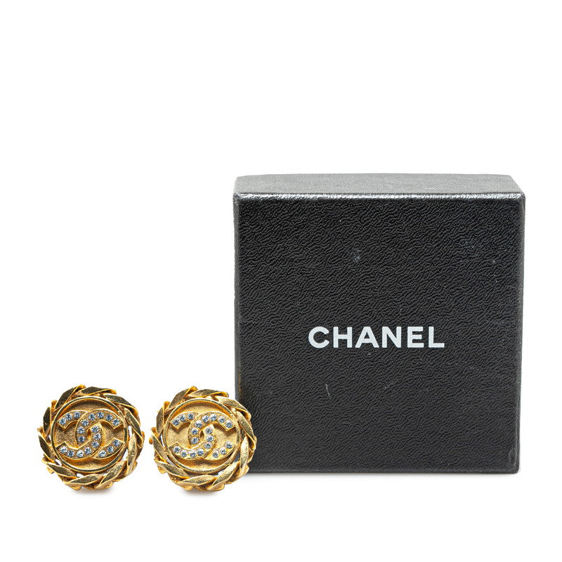 Chanel Vintage Coco Mark Rhinestone Chain Earrings in Very Good Condition