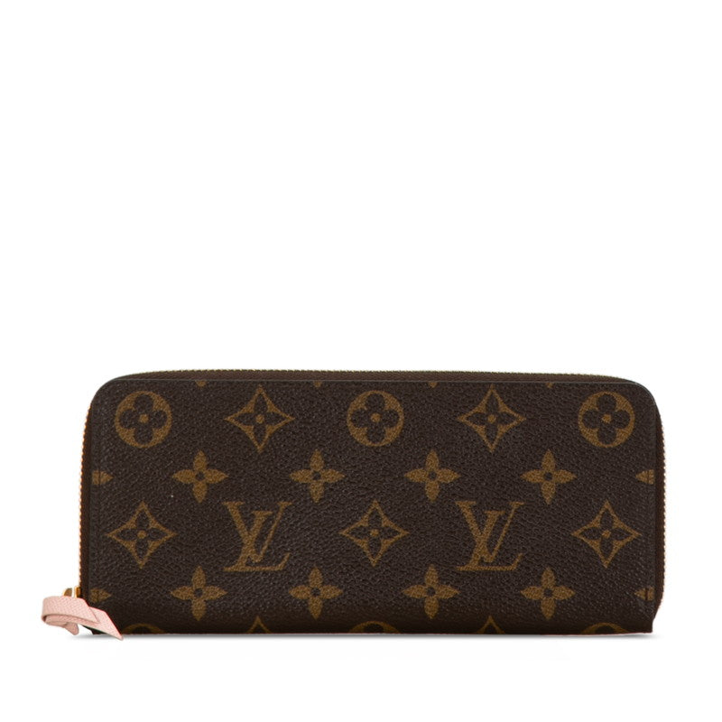 Louis Vuitton Monogram Clemence Long Wallet M61298 Brown Pink PVC Leather in Very Good Condition