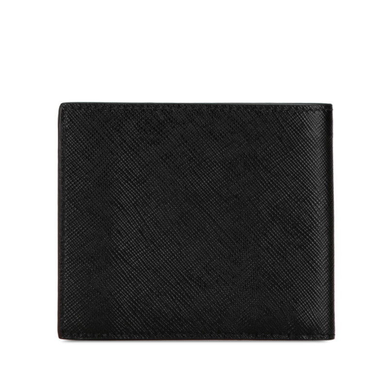 Prada Saffiano Leather Bifold Wallet Black Navy in Very Good Condition