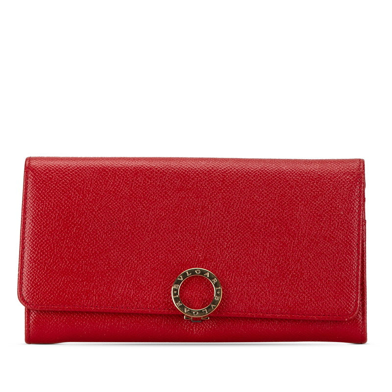 Bvlgari Leather Long Wallet Red in Very Good Condition