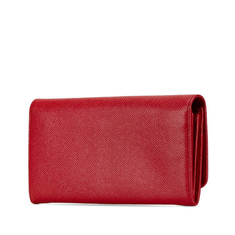 Bvlgari Leather Long Wallet Red in Very Good Condition