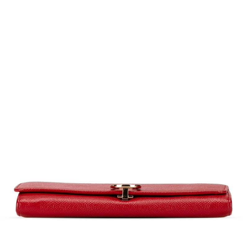 Bvlgari Leather Long Wallet Red in Very Good Condition